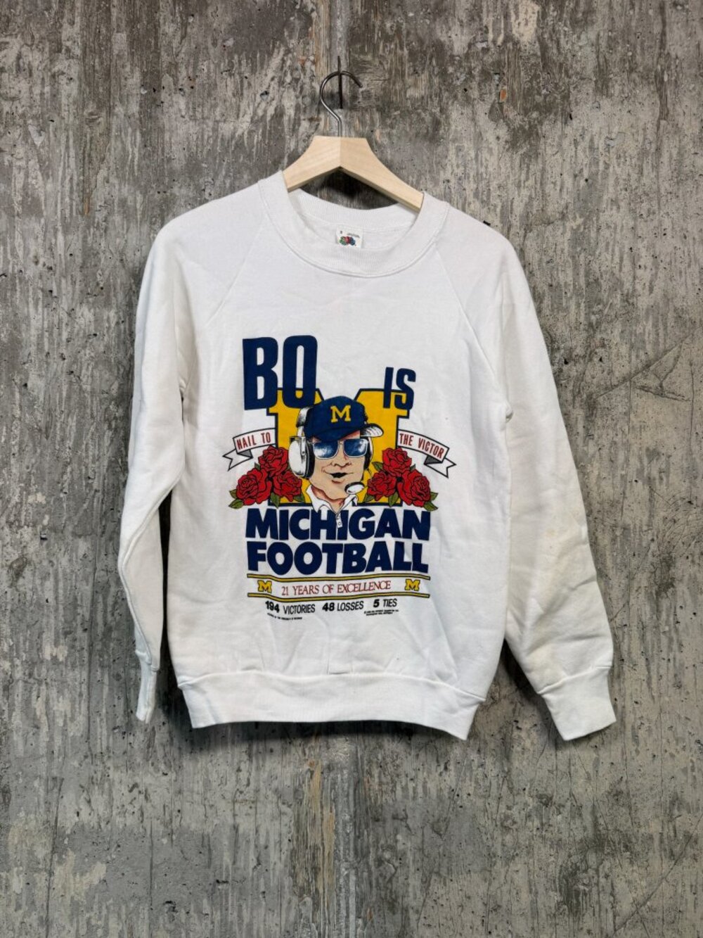 Men's Vtg 80s Michigan Wolverines Football Coach Bo Schembechler Sweatshirt Sz S